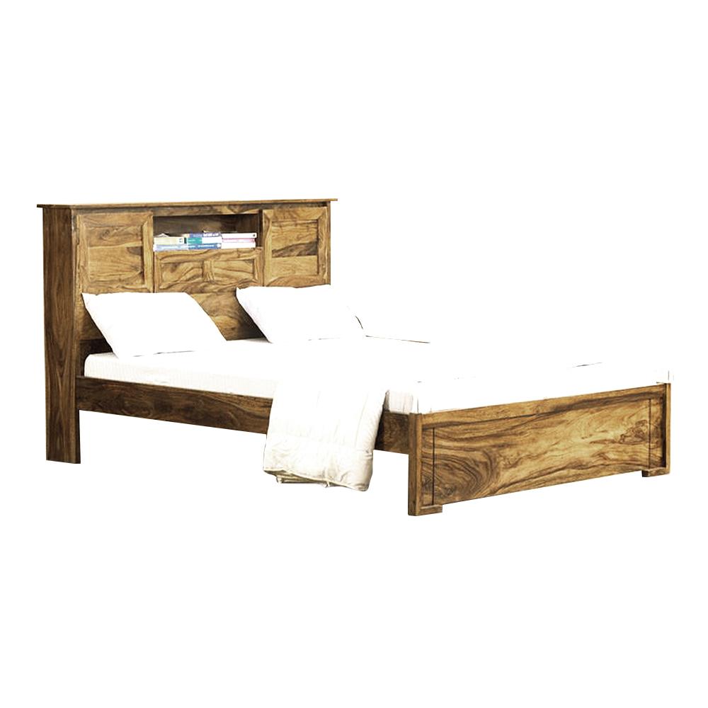 Erin King Size Sheesham Wood Bed With Head Side Storage