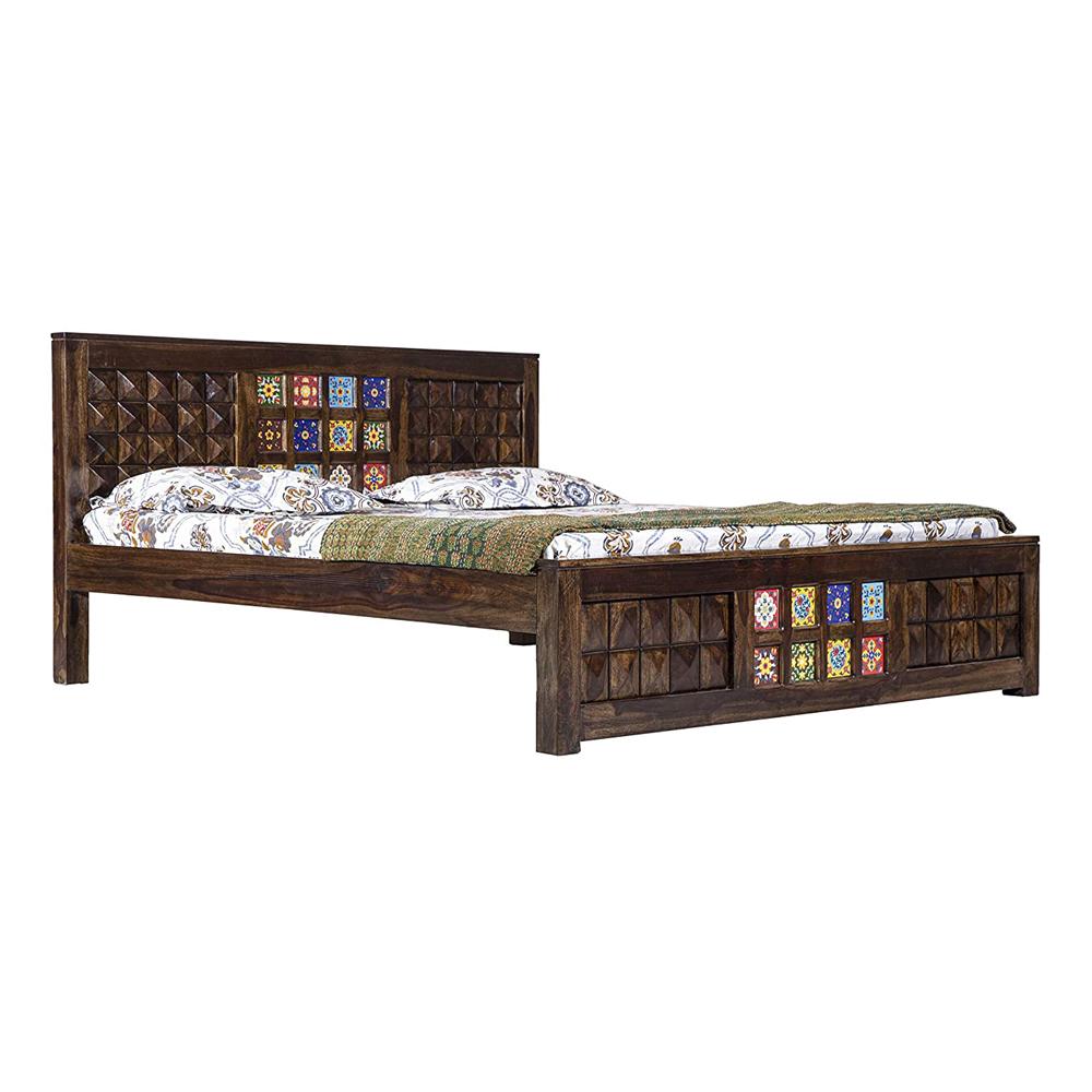 Patrican  King Size Solid Wooden Bed In Provincial Teak Finish