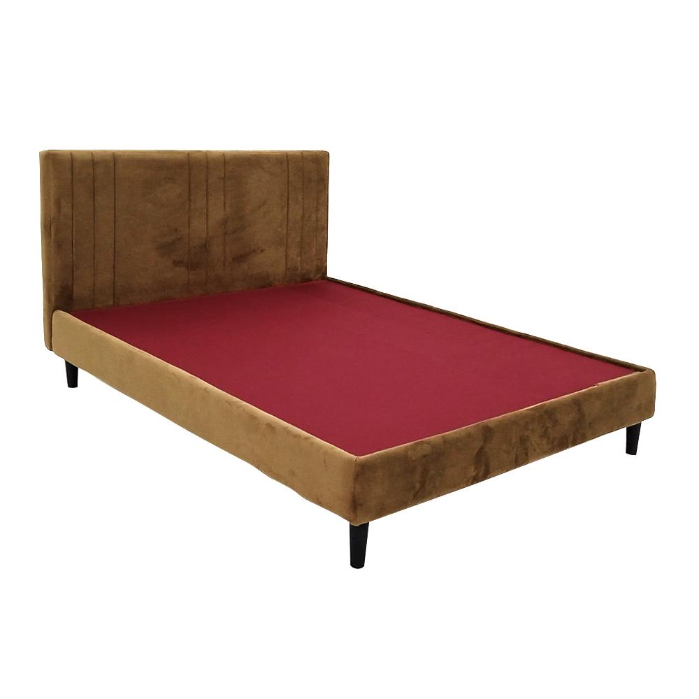 Cassio Queen Size Upholstered Bed In Brown Colour